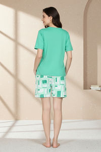Zivame 2 Mile Fashion Knit Cotton Loungewear Set - Brook Green — thumbnail 3